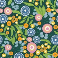 Botanical Mod Boho Floral Green carta da parati