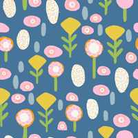 Spring Mod Boho Floral Blue papiers peint