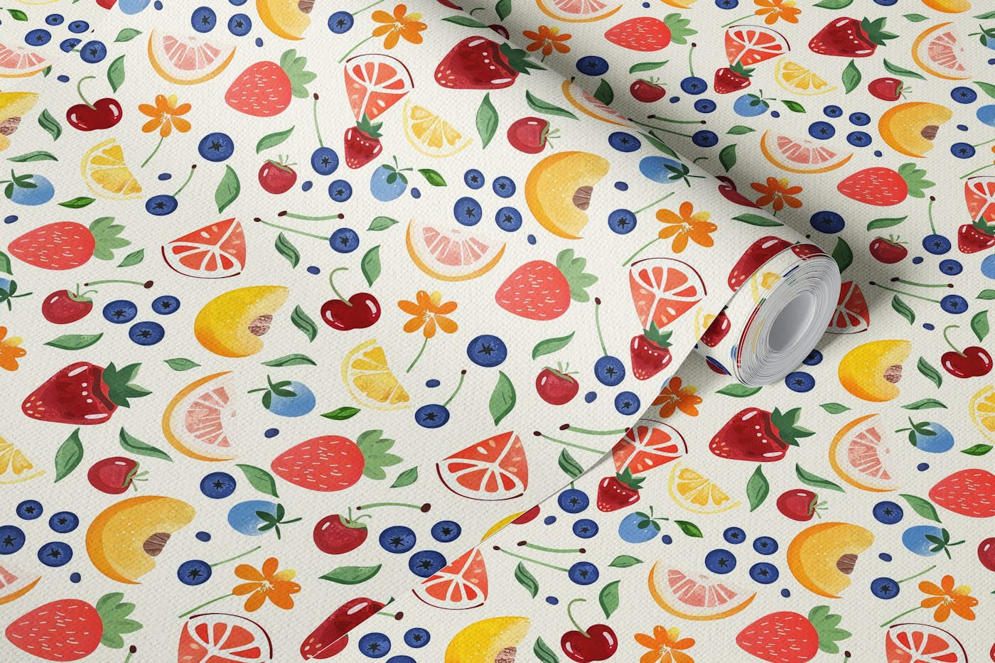 Fruity Summer Vintage Art wallpaper roll