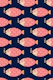 SWIMMING FISH Retro Horizontal Pink Dark Blue