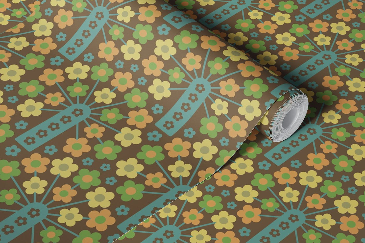 COW PARSLEY Retro Scandi Floral Earthy wallpaper roll