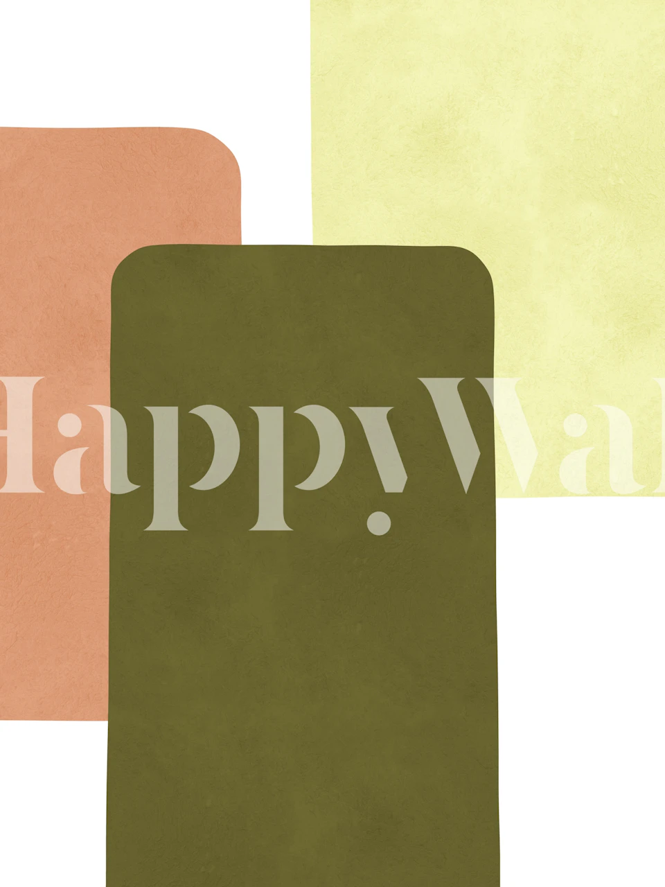 Boho abstract wallpaper with green, peach, and yellow shapes