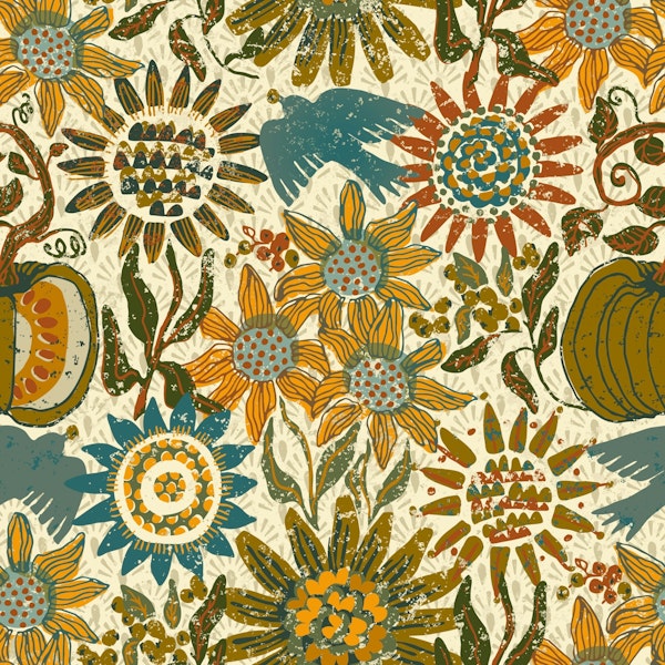 Autumn decor pumpkins + sunflowers