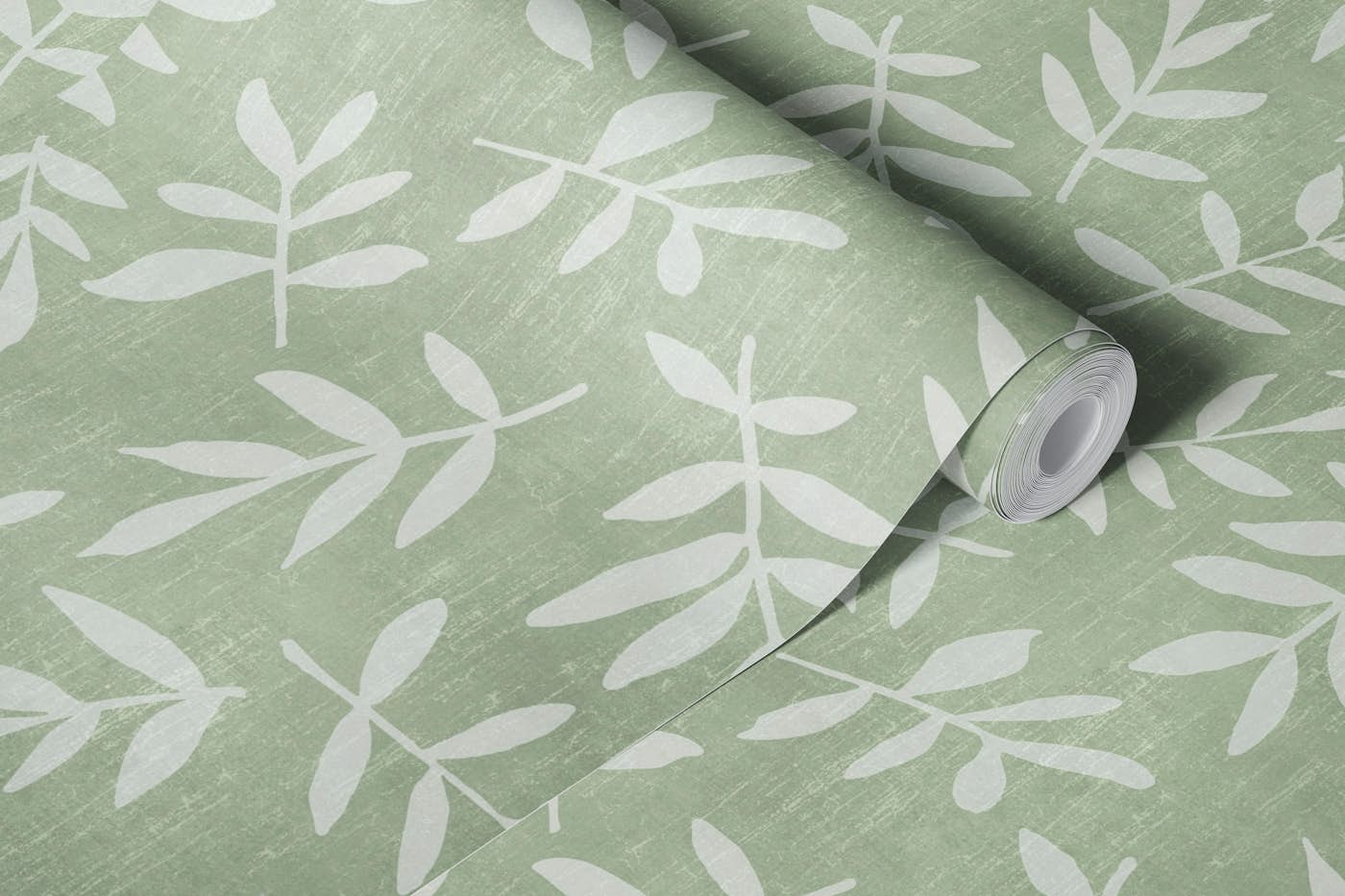 Simple Ditsy Leaf Pattern Green wallpaper roll