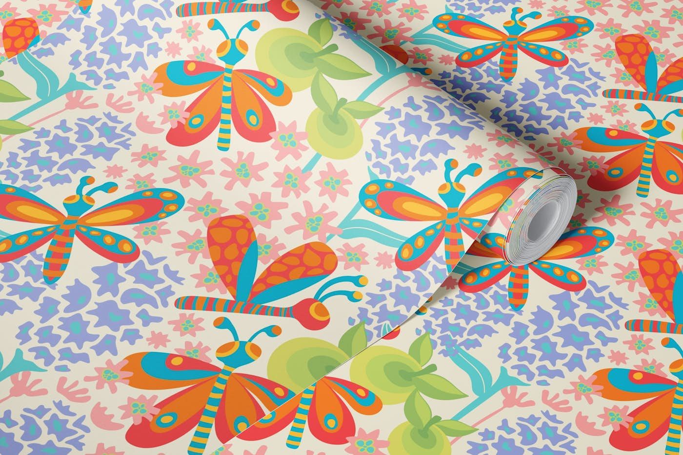 BUTTERFLY BREEZE Cute Bright Bugs Floral Kids wallpaper roll