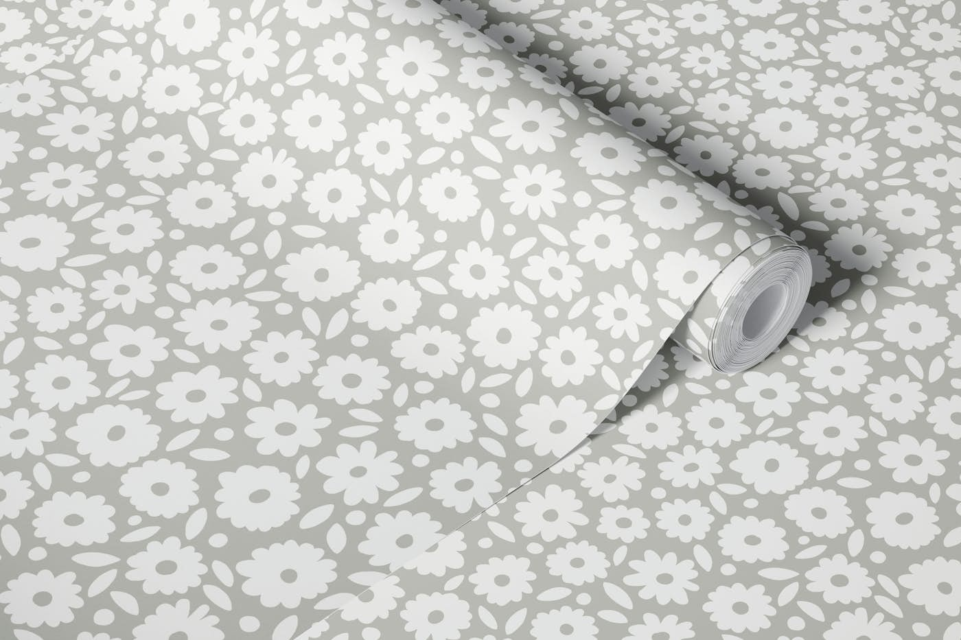 Ditsy Daisy - Gray wallpaper roll