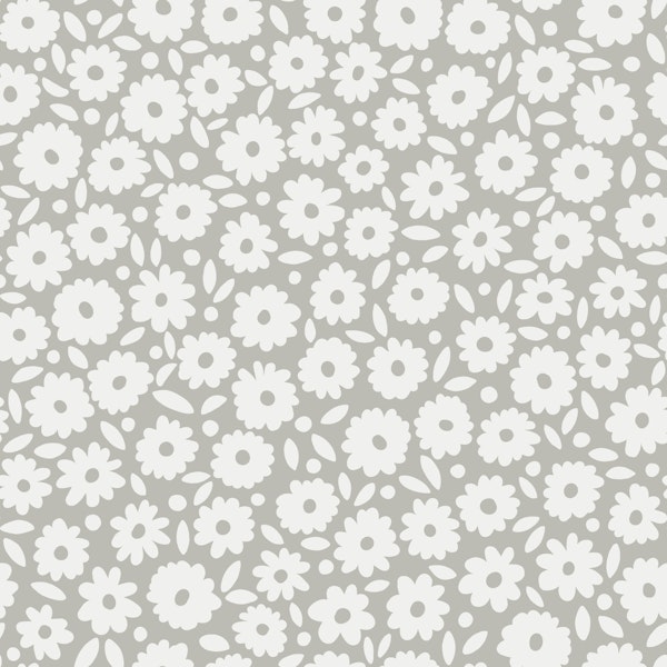 Cute Scandi Ditsy Daisy - Gray