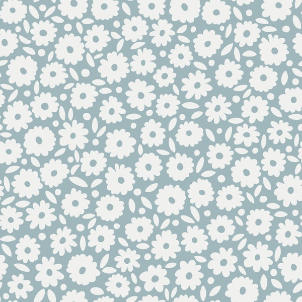 Cute Scandi Ditsy Daisy - Scandi Blue