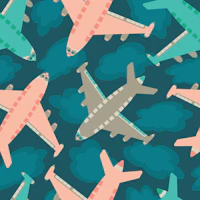 FLYING HIGH Cute Kids Airplane Clouds Vintage wallpaper