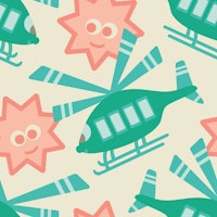 WHIRLYGIGS Cute Kids Helicopters Sun Vintage behang