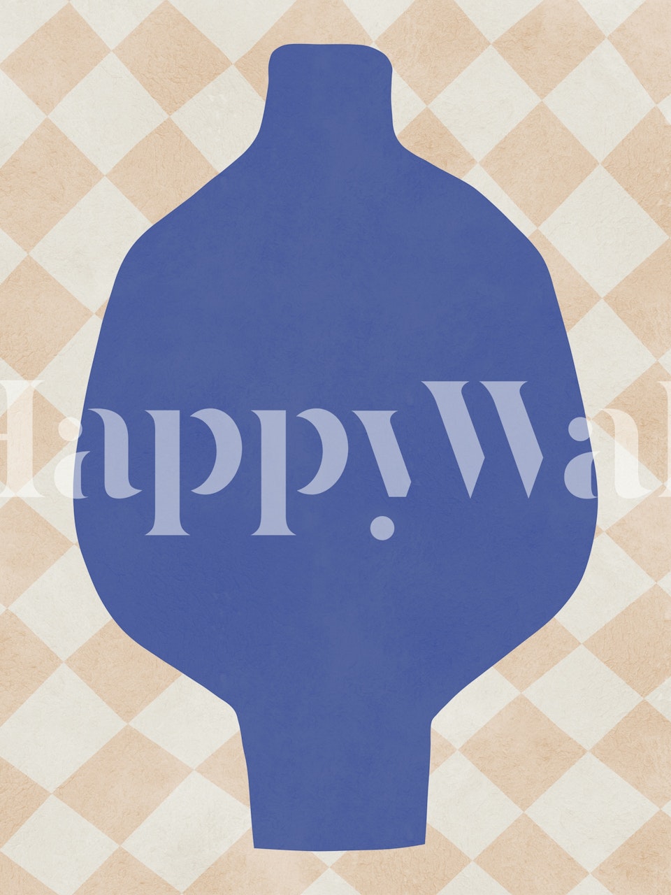 Blue abstract vase on a checkerboard background wallpaper