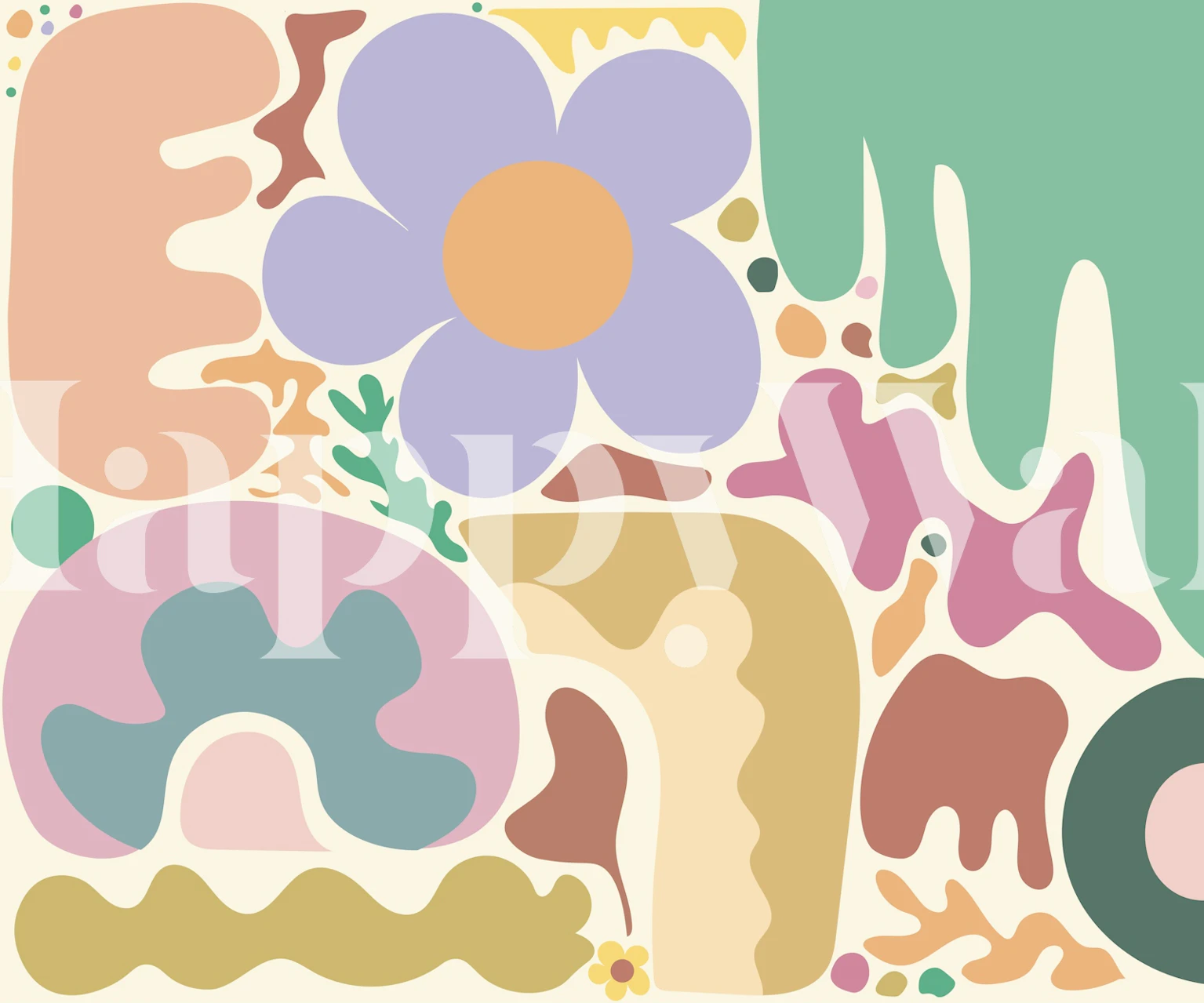 Colorful abstract shapes in pastel colors wallpaper