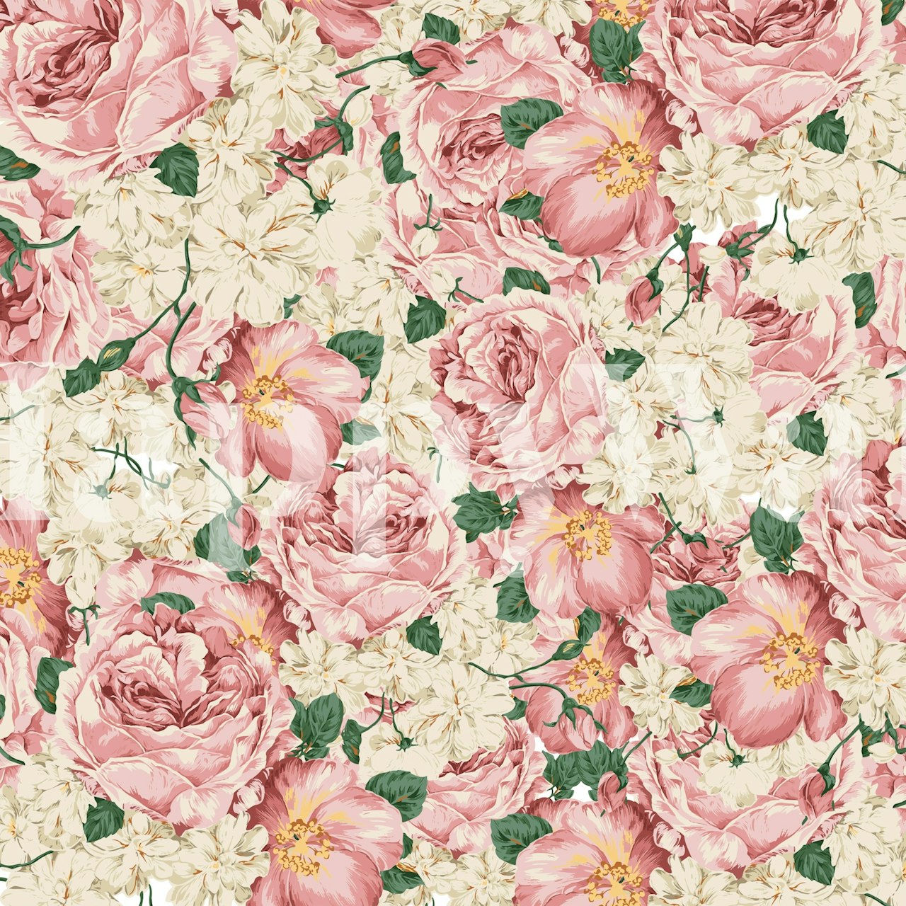 Floral wallpaper design featuring pink petals