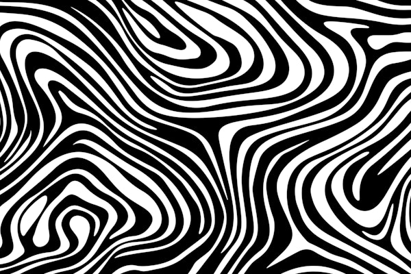 Wavy Lines Mic Century Graphic Black White