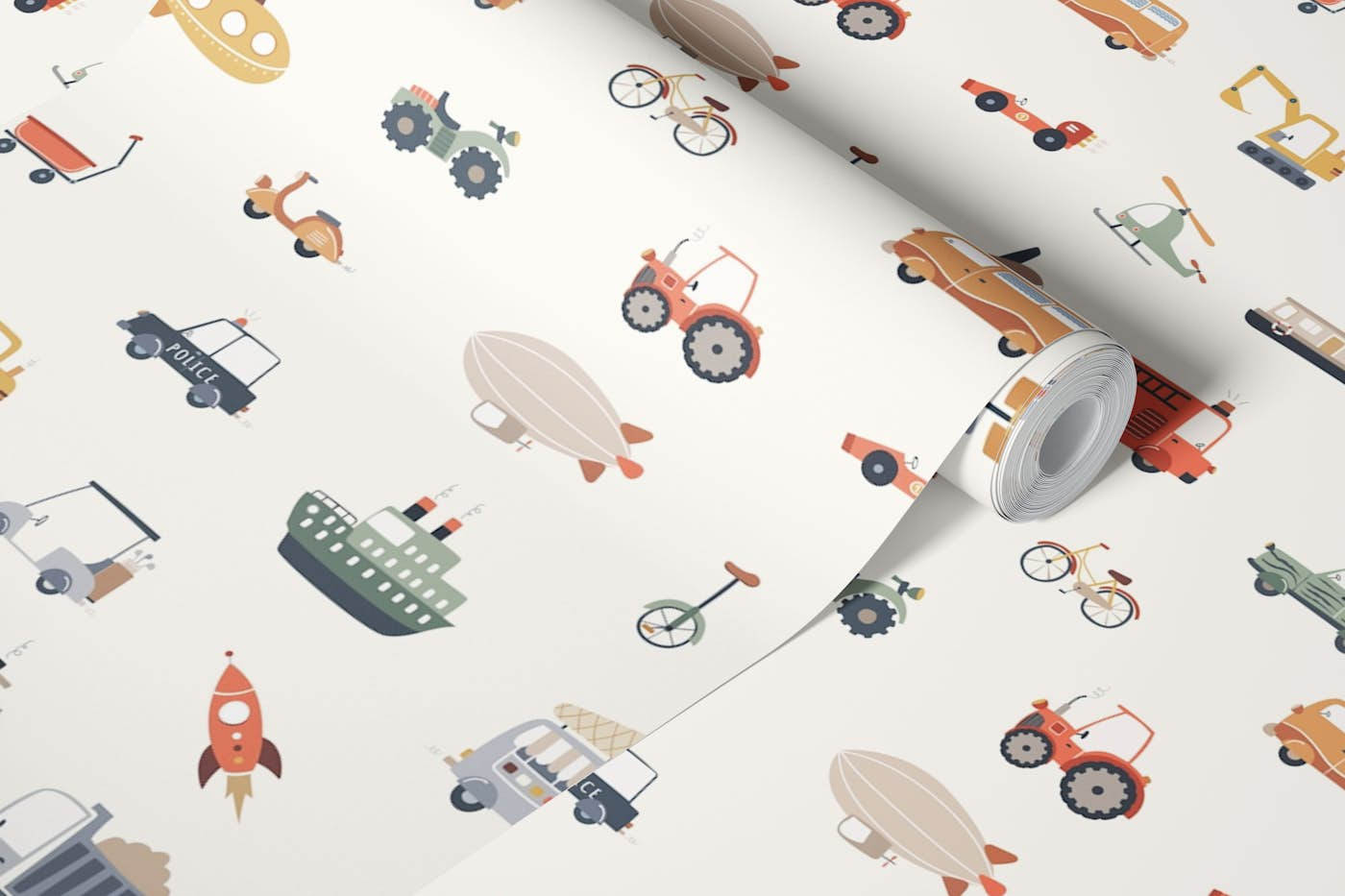 Vehicles for kids wallpaper roll