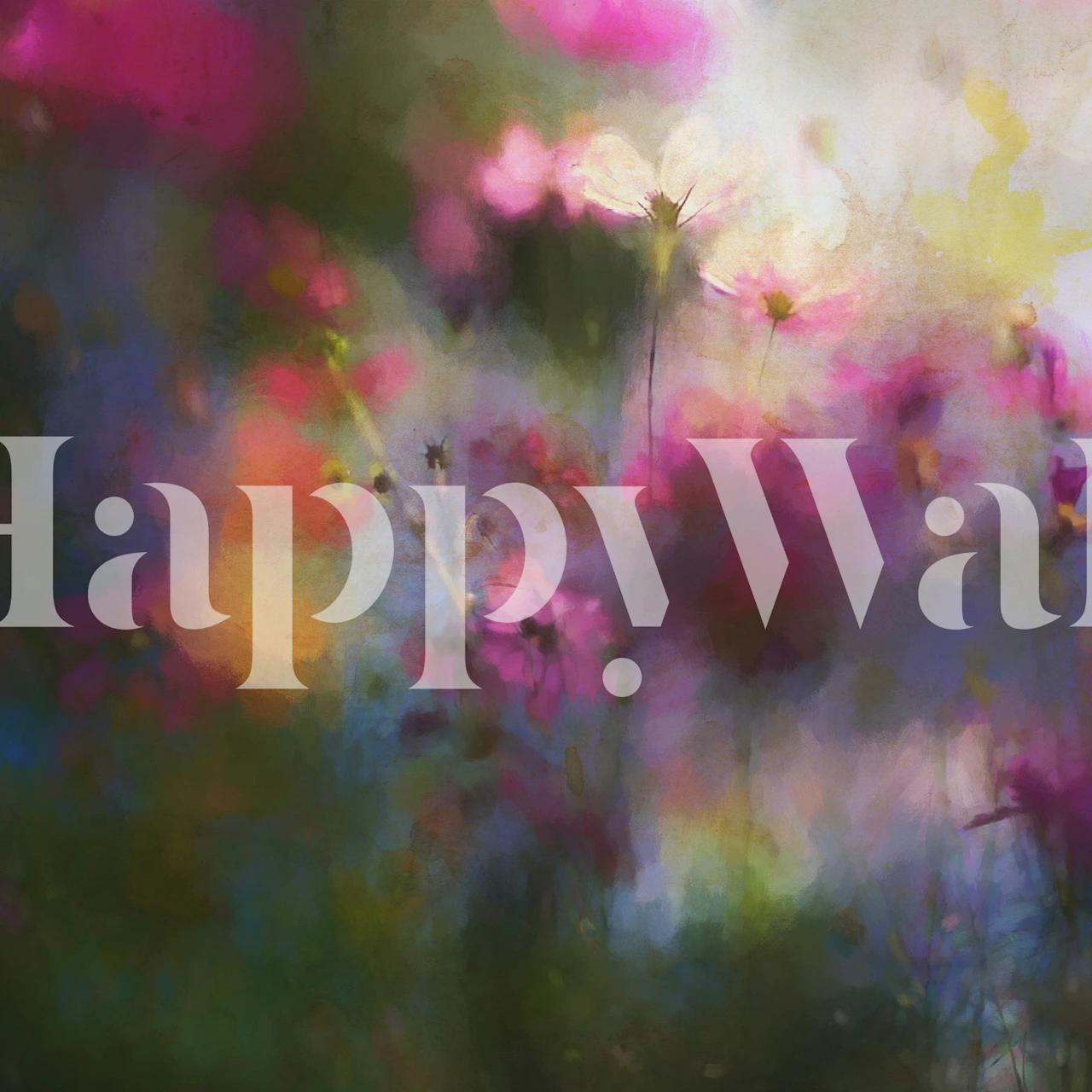 Fotomural abstracto de flores silvestres con suaves colores pastel