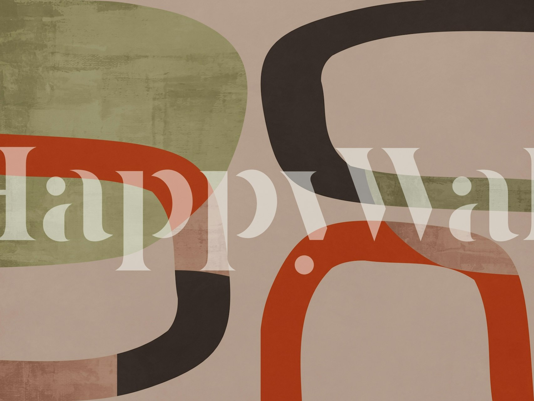 Abstract shapes in earthy colors green, orange, brown wallpaper