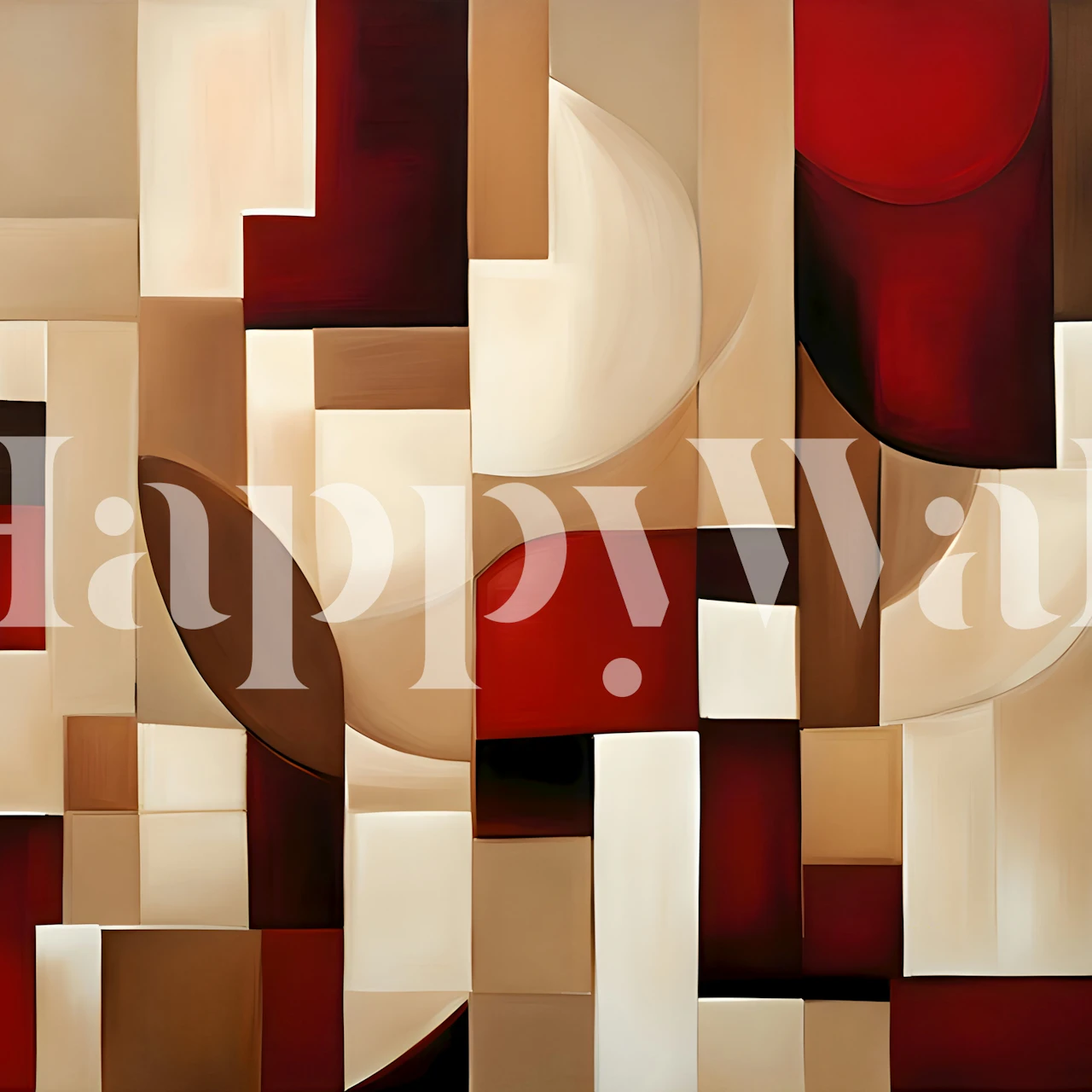 Abstract geometric wallpaper in a room