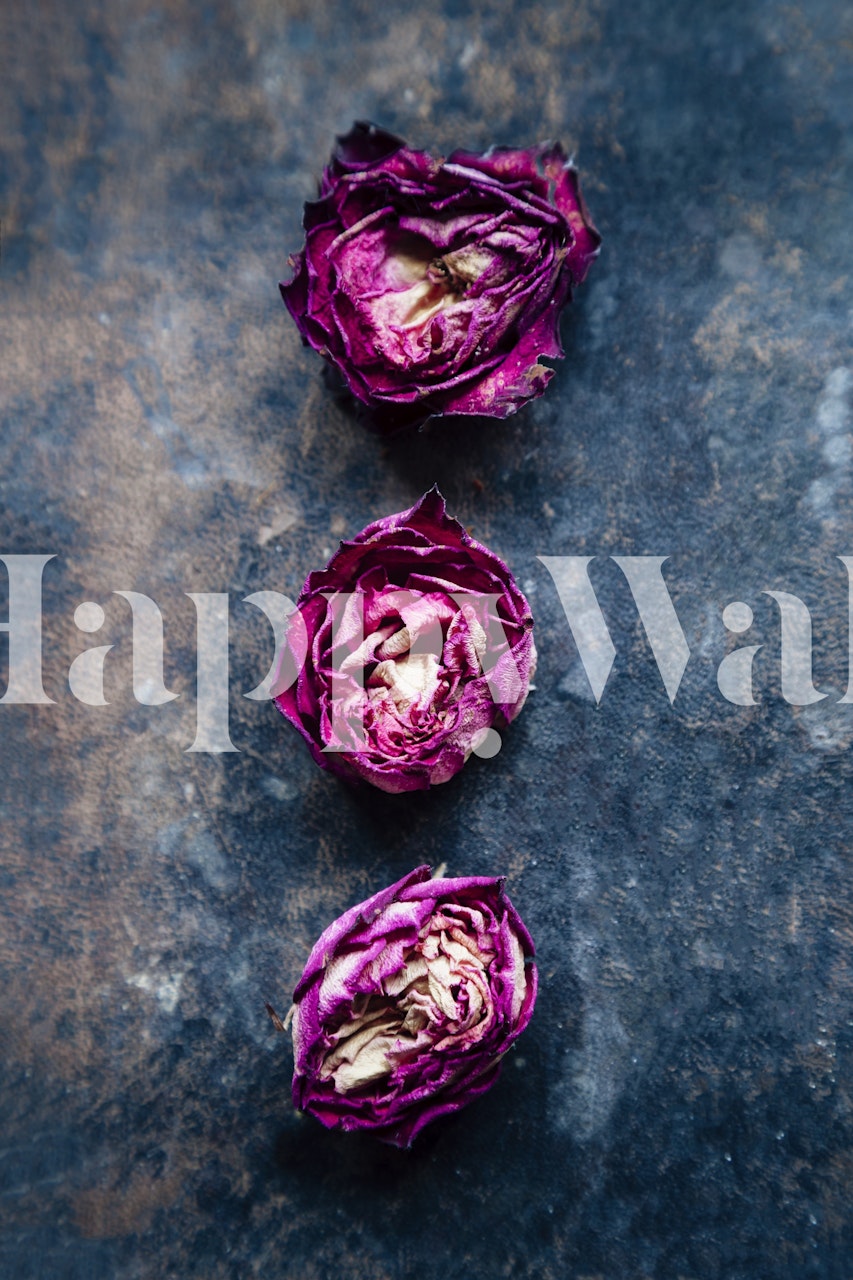 Three rose buds wallpaper design for decor