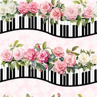 Shabby Chic piano keyboard waves 4 wallpaper