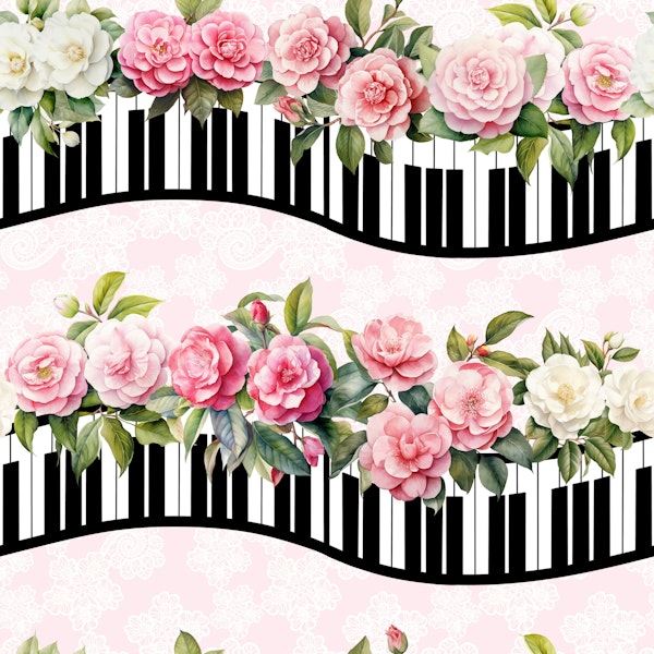 Shabby Chic piano keyboard waves 4