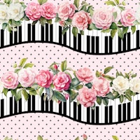 Shabby Chic piano keyboard waves 6 wallpaper