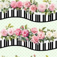 Shabby Chic piano keyboard waves 8 wallpaper