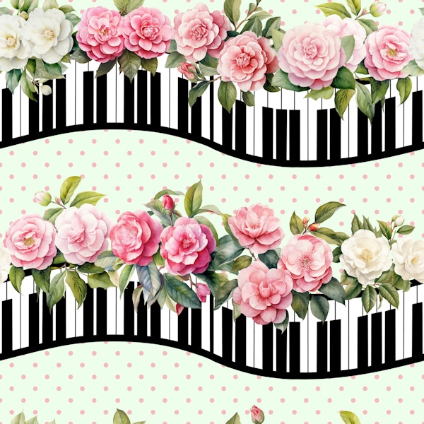 Shabby Chic piano keyboard waves 9