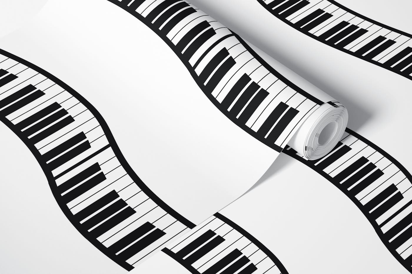 Piano Waves 3 white background wallpaper roll