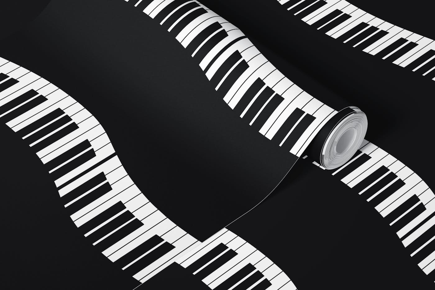 Piano Waves 4 black background wallpaper roll