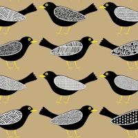 Blackbirds pattern 1 beige papel de parede