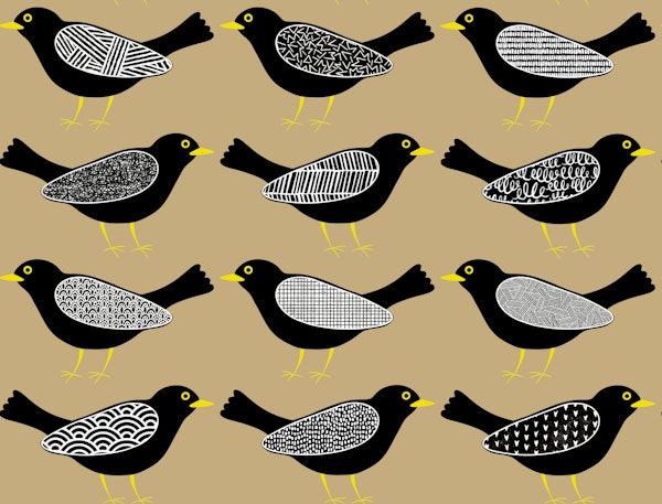 Blackbirds pattern 1 beige