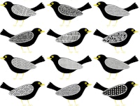 Blackbirds pattern 2 white background papel de parede