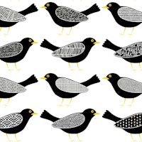 Blackbirds pattern 2 white background papel de parede