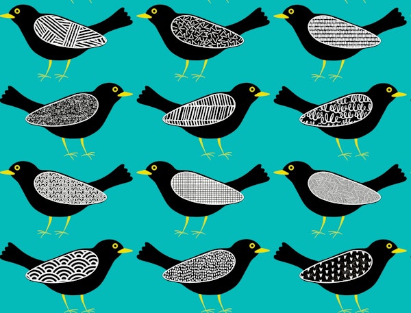 Blackbirds pattern 3 robin egg blue