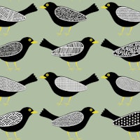 Blackbirds pattern 5 sage papel de parede