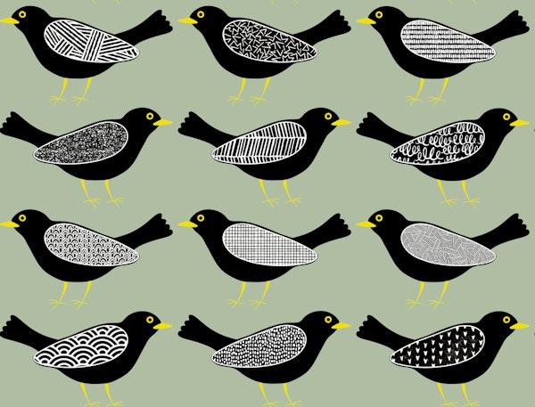 Blackbirds pattern 5 sage