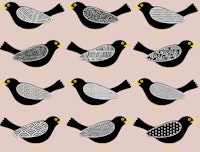 Blackbirds pattern 6 peach blush wallpaper