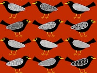 Blackbirds pattern 7 red rust carta da parati
