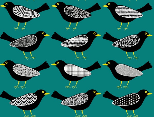 Blackbirds pattern 8 teal