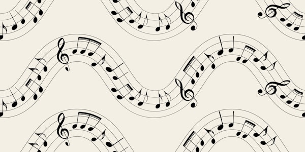 Musical Notes Waves 5 on vintage white