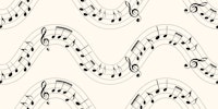 Musical Notes Waves 1 on floral white wallpaper
