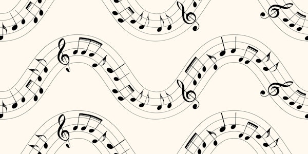Musical Notes Waves 1 on floral white