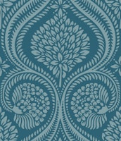 Florence damask - blue - Small scale behang