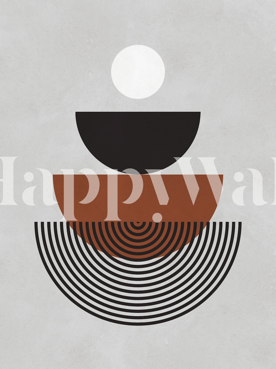 Geometric shapes with circles and lines in black, brown, and white wallpaper