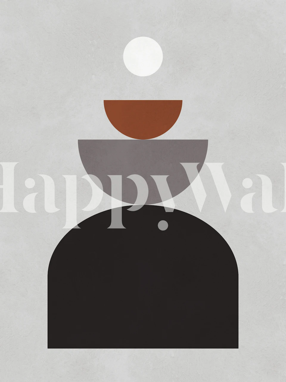 Geometric round shapes in black, grey, and brown wallpaper