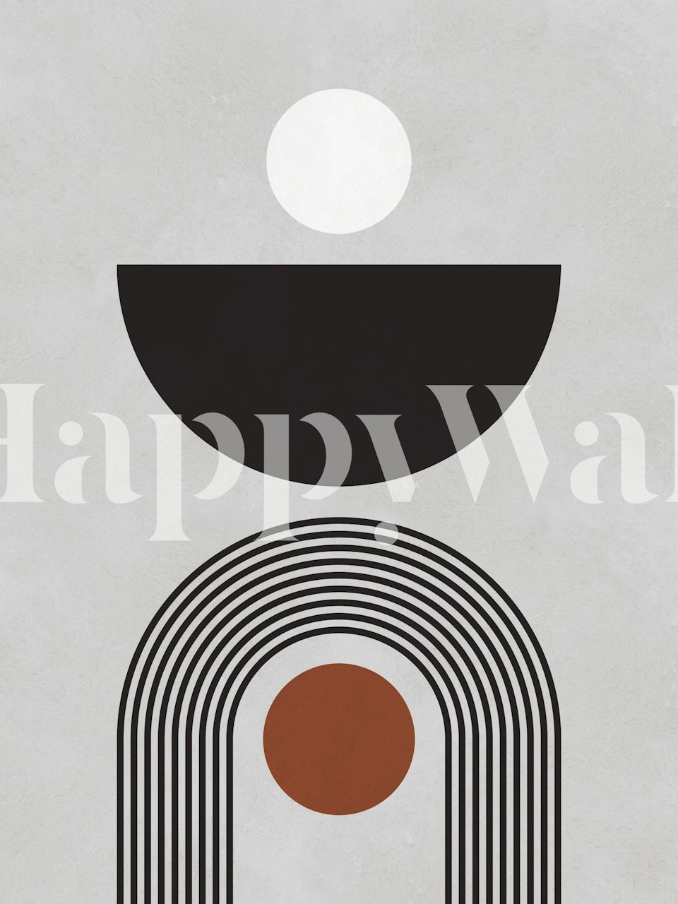 Geometric lines and circles wallpaper in a room