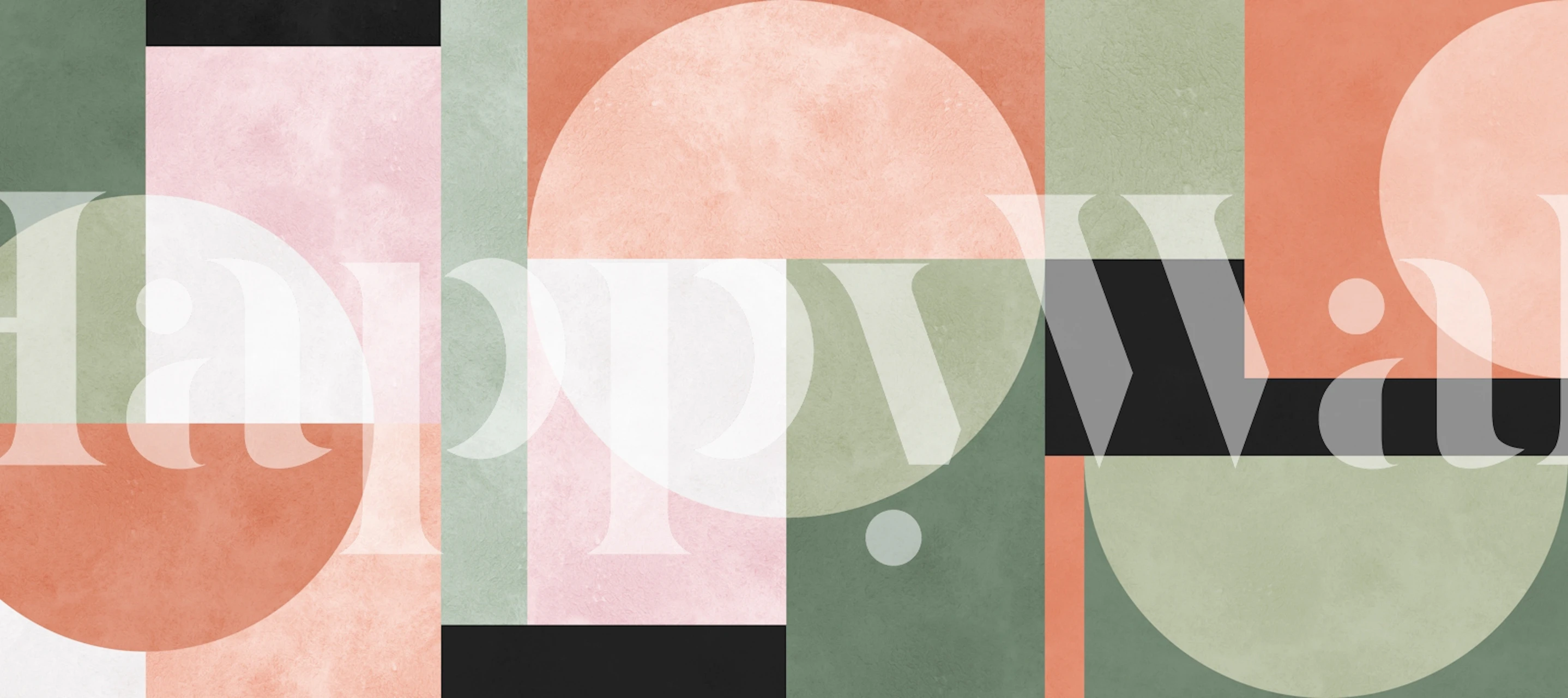 Green and red circles wallpaper in a room