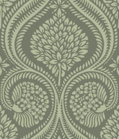 Florence damask - Dark sage - Large scale behang