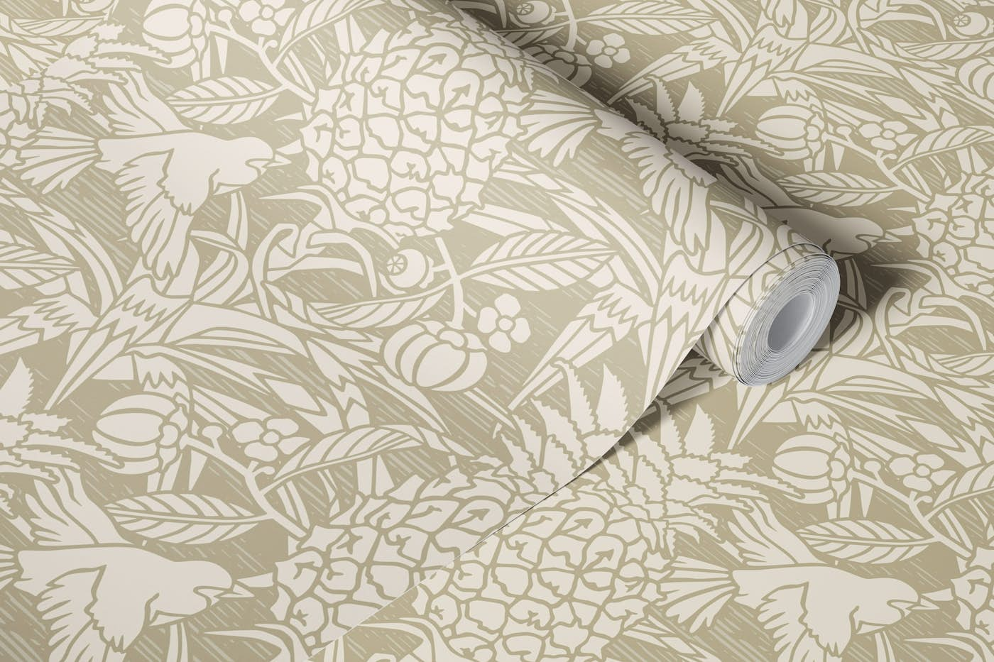 Tropicana damask - sand - Large scale wallpaper roll